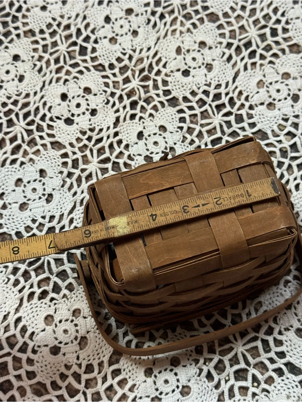 Vintage Longaberger Small Handwoven Basket 1985 Wood Handle